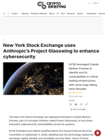 New York Stock Exchange uses Anthropic's Project Glasswing to enhance cybersecurity