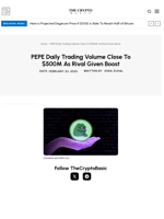 PEPE Daily Trading Volume Close To $500M As Rival Given Boost