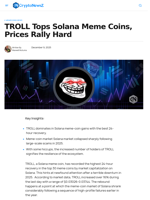 TROLL Leads Solana Meme Recovery, Surges Close to 20%