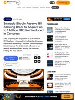 Strategic Bitcoin Reserve Bill Allowing Brazil to Acquire up to 1 Million BTC Reintroduced in Congress – Crypto News Bitcoin News