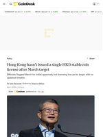Hong Kong hasn’t issued a single HKD stablecoin license after March target