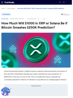 How Much Will $1000 in XRP or Solana Be if Bitcoin Smashes $250K Prediction? and ChowWow’s Potential in 2025