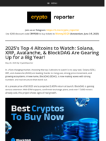 Top 4 Altcoins to Watch: Solana, XRP, Avalanche, & BlockDAG