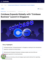 Coinbase Expands Globally with “Coinbase Business” Launch in Singapore