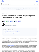 Sushi Launches on Solana, Deepening DeFi Liquidity as SOL Eyes $96: Guest Post by Coinpaper.com | CoinMarketCap