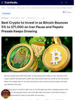 Best Crypto to Invest in as Bitcoin Bounces 5% to $71,000 on Iran Pause and Pepeto Presale Keeps Growing