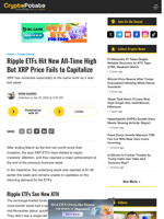 Ripple ETFs Hit New All-Time High But XRP Price Fails to Capitalize
