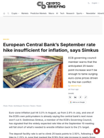 European Central Bank's September rate hike insufficient for inflation, says Simkus