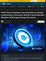 COIN Stock Outlook: Key Resistance Breaks as Bernstein Forecasts World Cup Prediction Markets Will Supercharge Revenues