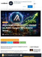 Algo News: Algorand Leads Crypto Market as ALGO Surges 50% in One Week | Live Bitcoin News