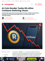 AI Coin Render Tanks 8% After Coinbase Delisting Chaos - Coinspeaker