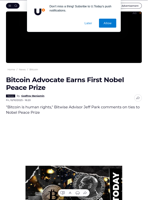 Bitcoin Advocate Earns First Nobel Peace Prize - U.Today