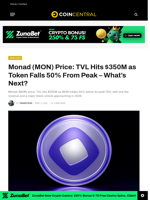 Monad (MON) Price: TVL Hits $350M as Token Falls 50% From Peak - What's Next? - CoinCentral
