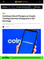 Coinbase Stock Plunges as Crypto Trading Volumes Disappoint in Q2 Earnings - CoinCentral
