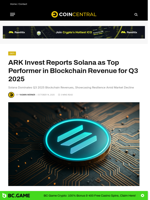 ARK Invest Reports Solana as Top Performer in Blockchain Revenue for Q3 2025