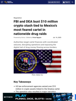 FBI and DEA bust $10 million crypto stash tied to Mexico’s most feared cartel in nationwide drug raids