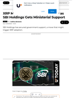 XRP Might Be Biggest Beneficiary as SBI Holdings Gets Ministerial Support - U.Today