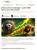 Bittensor hits 4-month high - Could THESE factors drive TAO to $350? - AMBCrypto