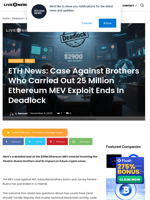 ETH News: Case Against Brothers Who Carried Out 25 Million Ethereum MEV Exploit Ends In Deadlock | Live Bitcoin News