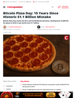 Bitcoin Pizza Day: 15 Years Since Historic $1.1 Billion Mistake - Coinspeaker