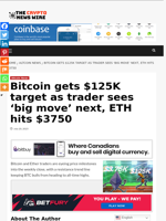 Bitcoin gets $125K target as trader sees 'big move' next, ETH hits $3750 - The Crypto News Wire