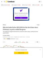 Bitcoin selloff continues as prices slide below $63,000 for the first time since February