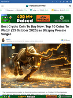 Best Crypto Coin To Buy Now: Top 10 Coins To Watch (23 October 2025) as Blazpay Presale Surges