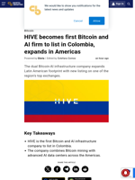 HIVE becomes first Bitcoin and AI firm to list in Colombia, expands in Americas