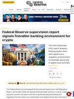 Federal Reserve supervision report signals friendlier banking environment for crypto