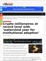 Crypto millionaires at record level with ‘watershed year for institutional adoption’ - The Crypto News Wire