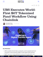 UBS Executes World-First $6T Tokenized Fund Workflow Using Chainlink