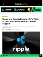 Ripple and Exodus Expand XRPL Wallet Access With Native XRP And RLUSD Support