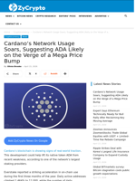 Cardano’s Network Usage Soars, Suggesting ADA Likely on the Verge of a Mega Price Bump ⋆ ZyCrypto