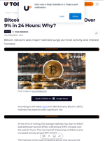 Bitcoin (BTC) Hashrate Surges by Over 9% in 24 Hours: Why?