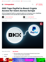 OKX Taps PayPal to Boost Crypto Access for Users Across Europe - Coinspeaker