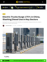 Electric Trucks Surge 175% in China, Slashing Diesel Use in Key Sectors - CoinCentral