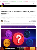 Next Altcoin to Turn $100 into $10,000 – 8 December