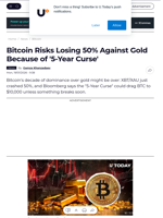 Bitcoin Risks Losing 50% Against Gold Because of '5-Year Curse' - U.Today