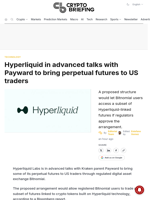 Hyperliquid in advanced talks with Payward to bring perpetual futures to US traders
