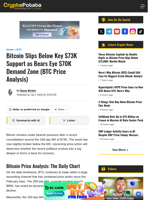 Bitcoin Slips Below Key $73K Support as Bears Eye $70K Demand Zone (BTC Price Analysis)