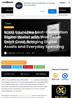 KOLO Launches Next-Generation Digital Wallet with Worldwide Debit Card, Bridging Digital Assets and Everyday Spending | Live Bitcoin News