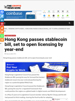 Hong Kong passes stablecoin bill, set to open licensing by year-end - The Crypto News Wire