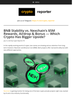 BNB Stability vs. Nexchain’s $5M Rewards, Airdrop & Bonus — Which Crypto Has Bigger Upside?
