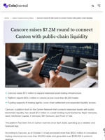 Cancore raises $7.2M round to connect Canton with public-chain liquidity - CoinJournal