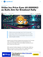 Shiba Inu Price Eyes $0.0000063 as Bulls Aim for Breakout