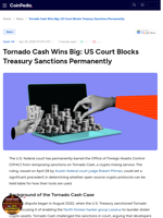 Tornado Cash Wins Big: US Court Blocks Treasury Sanctions Permanently