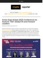 Forex Expo Dubai 2025 Conference to Feature 150+ Global FX and Fintech Leaders