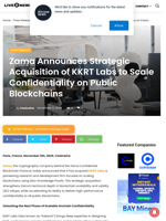 Zama Announces Strategic Acquisition of KKRT Labs to Scale Confidentiality on Public Blockchains | Live Bitcoin News