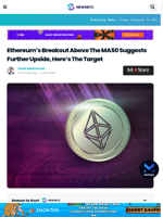 Ethereum’s Breakout Above The MA50 Suggests Further Upside, Here’s The Target