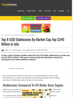 Top 8 USD Stablecoins By Market Cap Top $245 Billion in July